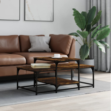 vidaXL füstös tölgyszínű szerelt fa dohányzóasztal 102 x 60 x 45 cm bútor