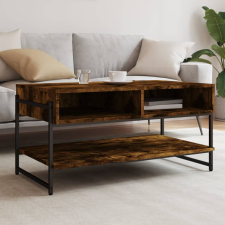 vidaXL füstös tölgyszínű szerelt fa dohányzóasztal 90 x 50 x 45 cm bútor