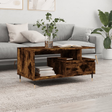 vidaXL füstös tölgyszínű szerelt fa dohányzóasztal 90x49x45 cm bútor