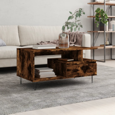 vidaXL füstös tölgyszínű szerelt fa dohányzóasztal 90x49x45 cm bútor