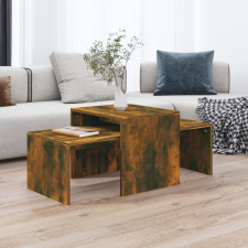 vidaXL füstös tölgyszínű szerelt fa dohányzóasztalszett 100x48x40 cm bútor