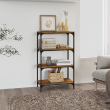 vidaXL füstös tölgyszínű szerelt fa és acél könyvszekrény 60x33x100 cm bútor