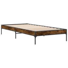 vidaXL füstös tölgyszínű szerelt fa és fém ágykeret 100 x 200 cm (845028) ágy és ágykellék