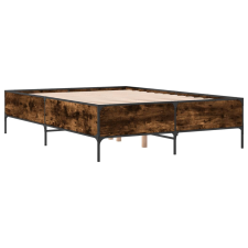 vidaXL füstös tölgyszínű szerelt fa és fém ágykeret 120 x 200 cm (3279804) ágy és ágykellék