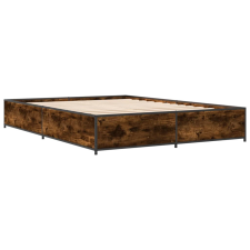 vidaXL füstös tölgyszínű szerelt fa és fém ágykeret 120 x 200 cm (3279849) ágy és ágykellék