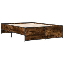 vidaXL füstös tölgyszínű szerelt fa és fém ágykeret 135 x 190 cm (3279904) ágy és ágykellék