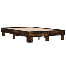 vidaXL füstös tölgyszínű szerelt fa és fém ágykeret 135 x 190 cm (845894) ágy és ágykellék