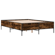 vidaXL füstös tölgyszínű szerelt fa és fém ágykeret 140x190 cm (3279809) ágy és ágykellék