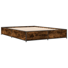 vidaXL füstös tölgyszínű szerelt fa és fém ágykeret 150 x 200 cm (3279839) ágy és ágykellék