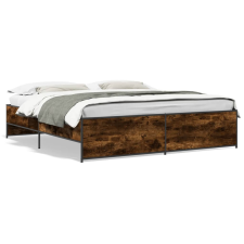 vidaXL füstös tölgyszínű szerelt fa és fém ágykeret 180 x 200 cm ágy és ágykellék