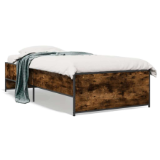 vidaXL füstös tölgyszínű szerelt fa és fém ágykeret 75 x 190 cm ágy és ágykellék