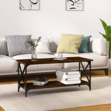 vidaXL füstös tölgyszínű szerelt fa és vas dohányzóasztal 100x45x45 cm bútor