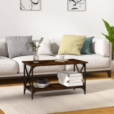 vidaXL füstös tölgyszínű szerelt fa és vas dohányzóasztal 80x45x45 cm bútor