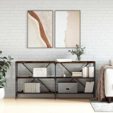vidaXL füstös tölgyszínű szerelt fa és vas tálalóasztal 160x30x75 cm bútor