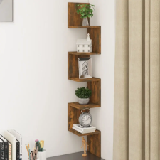 vidaXL füstös tölgyszínű szerelt fa fali sarokpolc 20x20x127,5 cm bútor