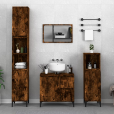 vidaXL füstös tölgyszínű szerelt fa fürdőszobaszekrény 30x30x190 cm fürdőszoba bútor