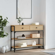vidaXL füstös tölgyszínű szerelt fa tálalóasztal 100x25x75 cm bútor