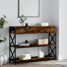 vidaXL füstös tölgyszínű szerelt fa tálalóasztal 100x28x75 cm bútor