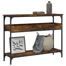 vidaXL füstös tölgyszínű szerelt fa tálalóasztal polccal 100x29x75 cm bútor
