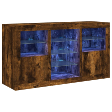 vidaXL füstös tölgyszínű tálalószekrény LED-ekkel 123 x 37 x 67 cm (3209083) bútor