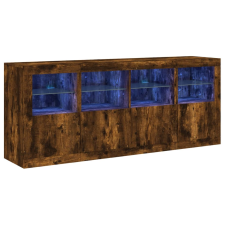 vidaXL füstös tölgyszínű tálalószekrény LED-ekkel 163 x 37 x 67 cm (3209076) bútor