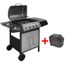 vidaXL gáz grillsütő 4+1 gázrózsával fekete és ezüst grillsütő