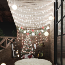 vidaXL gömb alakú 8 funkciós hideg fehér tündérfényfüzér 400 LED 40 m karácsonyfa izzósor
