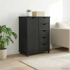 vidaXL Görgős szekrény kerékkel Szürke 63,5 x 39 x 79 cm Tömör fenyőfa