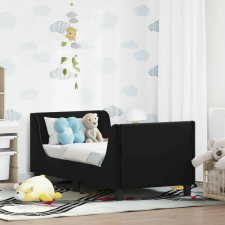 vidaXL Gyerekágy keret fejtámlával Fekete 70 x 140 cm Bársony gyermekágy