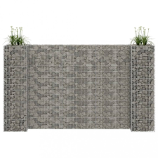 vidaXL H alakú acéldrót virágtartó gabion 260 x 40 x 150 cm bútor