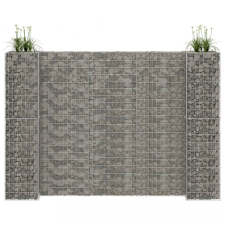 vidaXL H alakú acéldrót virágtartó gabion 260 x 40 x 180 cm kerti tárolás