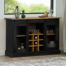 vidaXL HALDEN fekete tömör fa komód 2 tolóajtóval 112x40x80 cm bútor