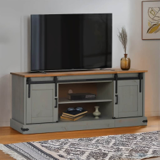 vidaXL HALDEN szürke tömör fa TV szekrény 2 tolóajtóval 150x40x60 cm bútor