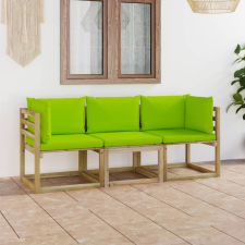 vidaXL háromszemélyes kerti kanapé világoszöld párnákkal kerti bútor