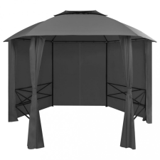 vidaXL hatszögű kerti pavilon függönnyel 360 x 265 cm kerti bútor