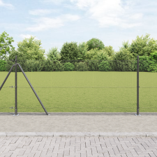 vidaXL hegesztett drótháló kerítés 13 flangolt oszloppal Szürke 1x100 m Acél építőanyag