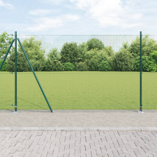vidaXL hegesztett drótháló kerítés 13 flenkelt poszttal Zöld 1.4x25 m acél építőanyag