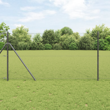 vidaXL hegesztett drótháló kerítés 13 oszloppal Szürke 1.4x25 m Acél építőanyag