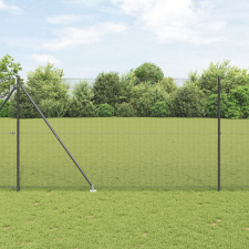 vidaXL Hegesztett Drótháló Kerítés 13 Tüskés Oszloppal Szürke 1.5x50 m Acélból építőanyag