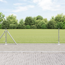 vidaXL Hegesztett Drótháló Kerítés 7 Flangolt Oszloppal 0,6x10 m Horganyzott Acél építőanyag