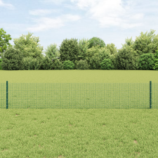 vidaXL hegesztett drótkerítés 11 U oszloppal Zöld 0.4x25 m acél építőanyag