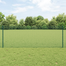 vidaXL hegesztett drótkerítés 11 U oszloppal Zöld 0.8x25 m Acél építőanyag