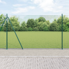 vidaXL Hegesztett Drótkerítés 13 Flanged Oszloppal Zöld 1.4x25 m Acél építőanyag