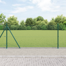 vidaXL hegesztett drótkerítés 13 flanged oszloppal Zöld 1x50 m Acél építőanyag