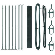 vidaXL Hegesztett Drótkerítés 7 Flangált Poszttal Zöld 0.8x10 m Acél (3352396) építőanyag