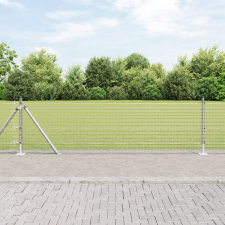 vidaXL Hegesztett Drótkerítés 7 Flangolt Poszttal 0.4x10 m Horganyzott Acél építőanyag