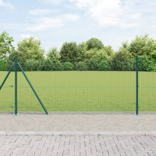 vidaXL Hegesztett Háló Kerítés 13 Flanked Oszlopokkal Zöld 0.8x100 m Acél építőanyag
