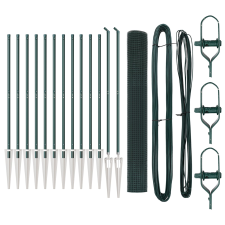 vidaXL Hegesztett Hálós Kerítés 13 Cölöp Rögzítővel Zöld 1x25 m Acél (3352081) építőanyag