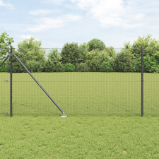 vidaXL Hegesztett Huzalfence 13 Karóval Szürke 1.4x25 m Acél építőanyag