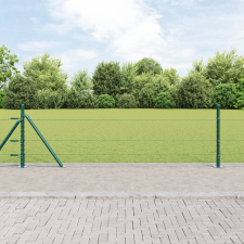 vidaXL Hexagon drótháló kerítés 7 flángos poszttal 0.5x25 m Acél Zöld építőanyag